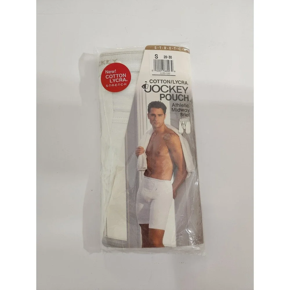Jockey Athletic‎ Midway Brief White Cotton Lycra Vintage 1992 Small 28-30